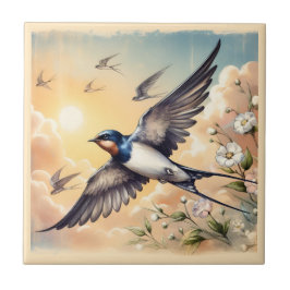 Capistrano Barn Sväljer i Golden Sunset Kakelplatta