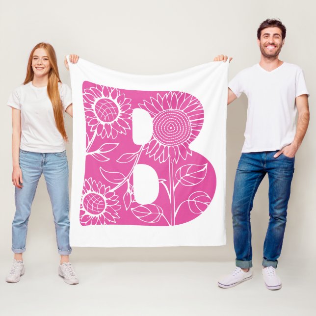 Capital brev B blommigt monogram Fleecefilt (På plats)