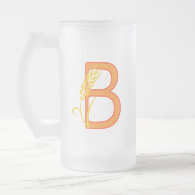 Capital brev B blommigt monogram Frostat Ölglas (Vänster)