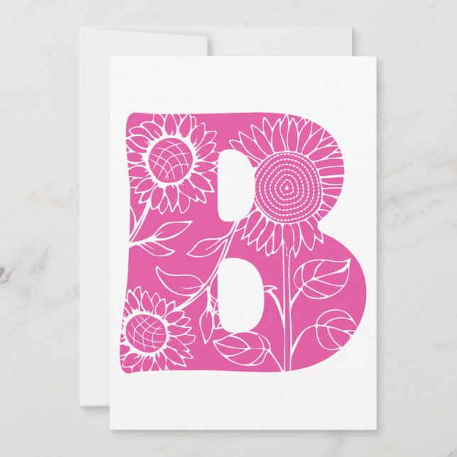 Capital brev B blommigt monogram Inbjudningar (Framsida)