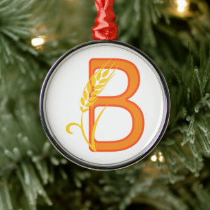 Capital brev B blommigt monogram Julgransprydnad Metall