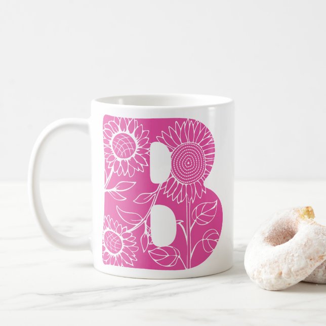 Capital brev B blommigt monogram Kaffemugg (Med munk)