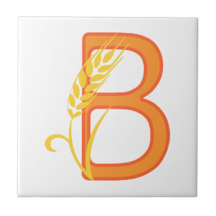 Capital brev B blommigt monogram Kakelplatta