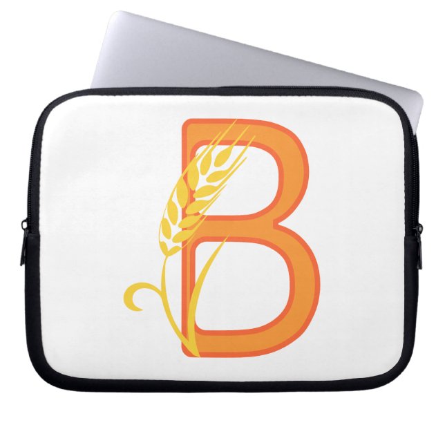 Capital brev B blommigt monogram Laptop Fodral (Framsidan)