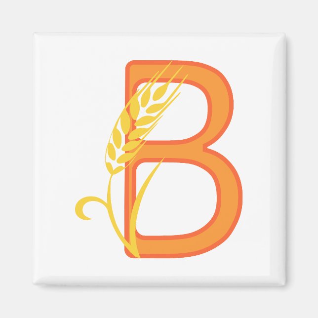 Capital brev B blommigt monogram Magnet (Framsidan)