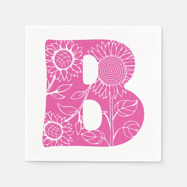 Capital brev B blommigt monogram Pappersservett (Framsidan)