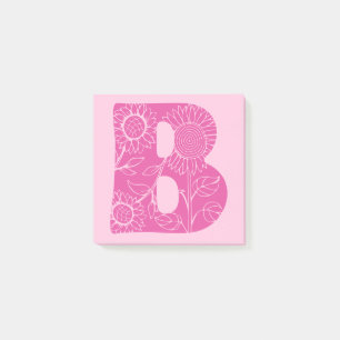 Capital brev B blommigt monogram Post-it Block