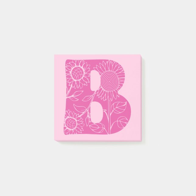 Capital brev B blommigt monogram Post-it Block (Framsida)