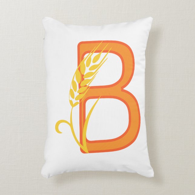 Capital brev B blommigt monogram Prydnadskudde (Framsidan(Vertikal))