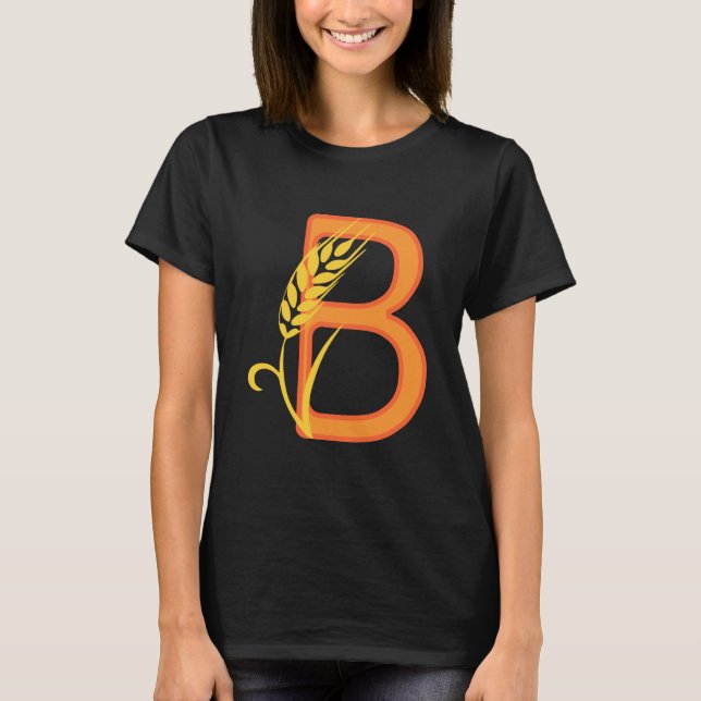 Capital brev B blommigt monogram T Shirt (Framsida)