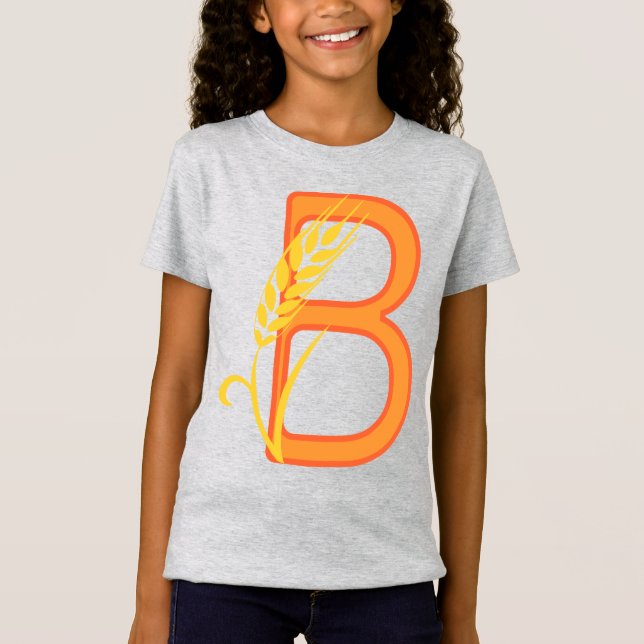 Capital brev B blommigt monogram T Shirt (Framsida)