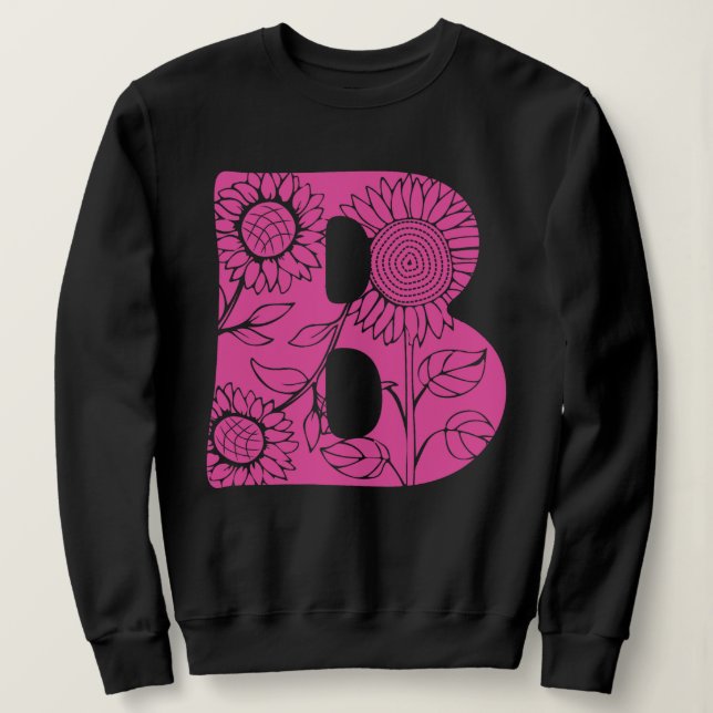 Capital brev B blommigt monogram T Shirt (Design framsida)