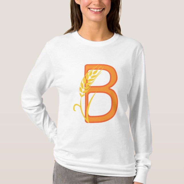 Capital brev B blommigt monogram T Shirt (Framsida)