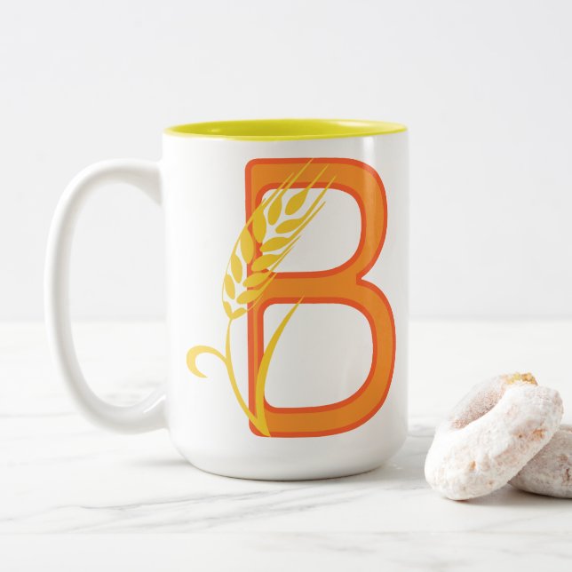 Capital brev B blommigt monogram Två-Tonad Mugg (Med munk)