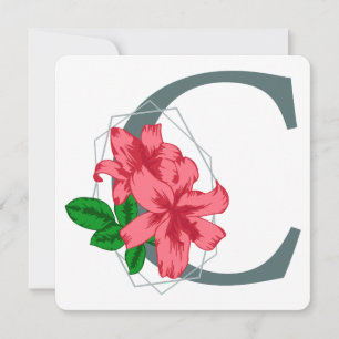 Capital brev C blommigt monogram Inbjudningar