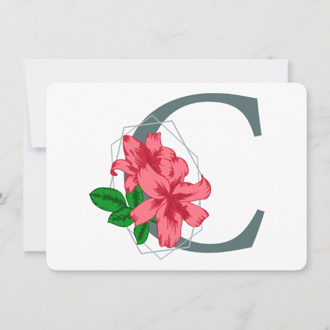Capital brev C blommigt monogram Inbjudningar (Framsida)