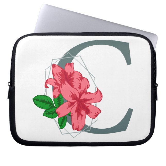 Capital brev C blommigt monogram Laptop Fodral (Framsidan)