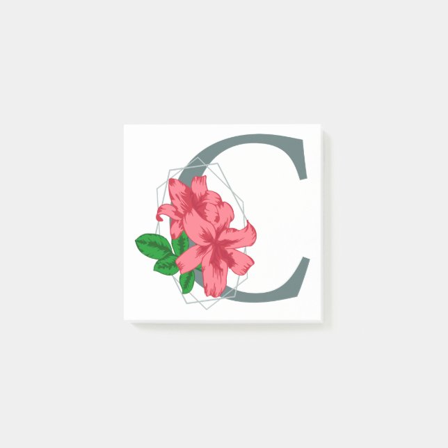Capital brev C blommigt monogram Post-it Block (Framsida)