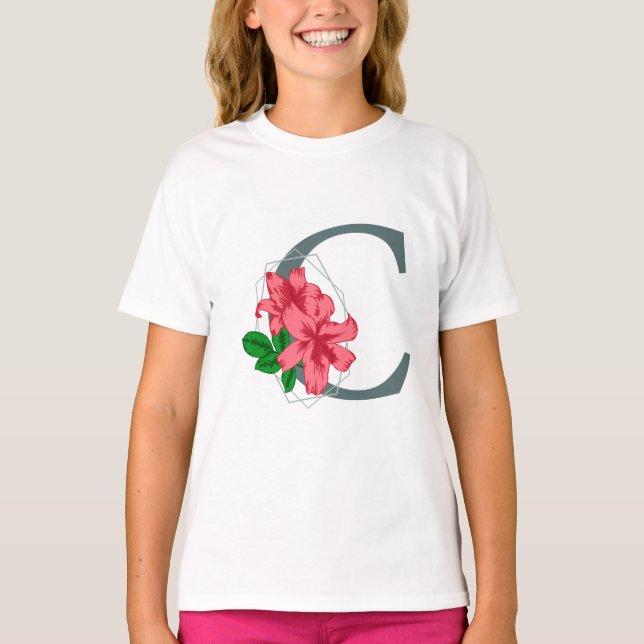 Capital brev C blommigt monogram T Shirt (Framsida)