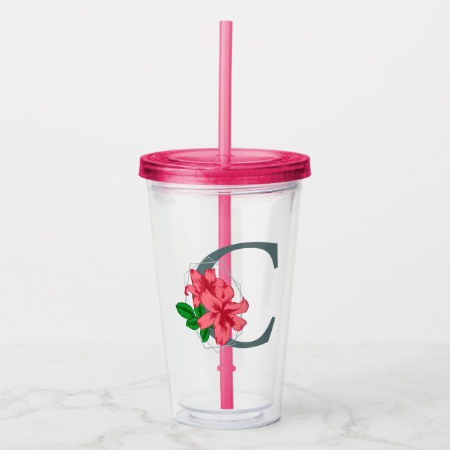 Capital brev C blommigt monogram Take Away Mugg (Framsida)