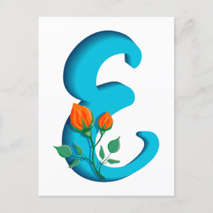 Capital brev E blommigt monogram Vykort