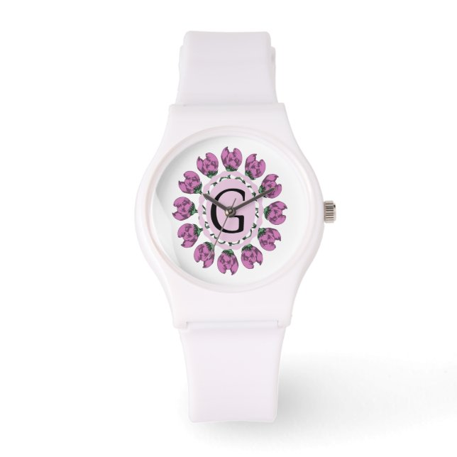Capital brev G blommigt monogram Armbandsur (Framsida)