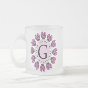 Capital brev G blommigt monogram Frostad Glasmugg
