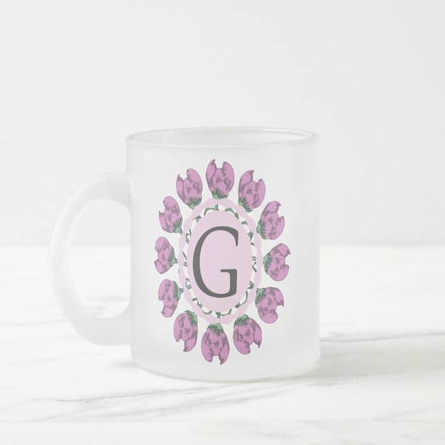 Capital brev G blommigt monogram Frostad Glasmugg (Vänster)