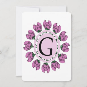 Capital brev G blommigt monogram Inbjudningar