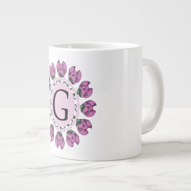 Capital brev G blommigt monogram Jumbo Mugg (Framsida höger)
