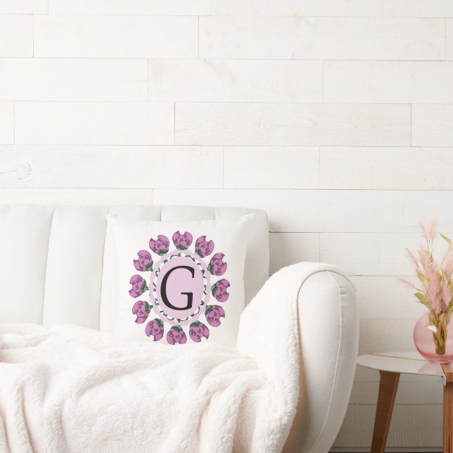 Capital brev G blommigt monogram Kudde (Soffa)