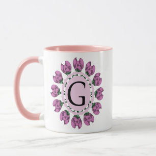 Capital brev G blommigt monogram Mugg