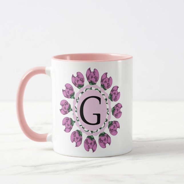 Capital brev G blommigt monogram Mugg (Vänster)