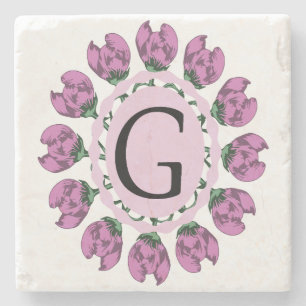 Capital brev G blommigt monogram Stenunderlägg