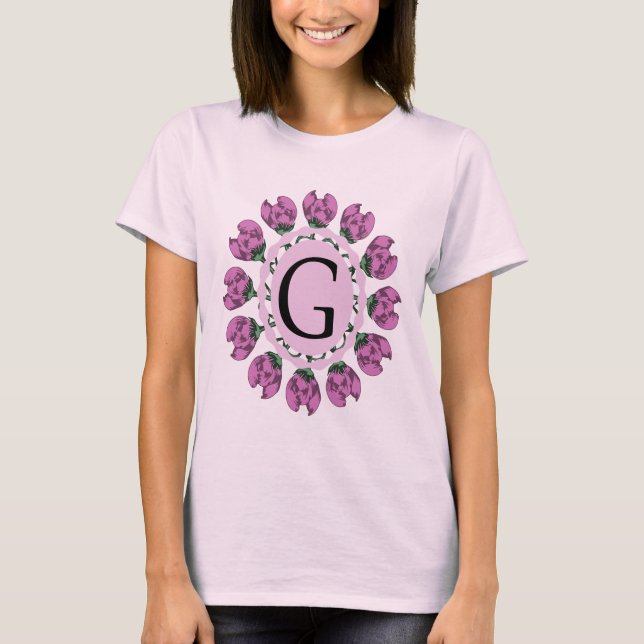 Capital brev G blommigt monogram T Shirt (Framsida)