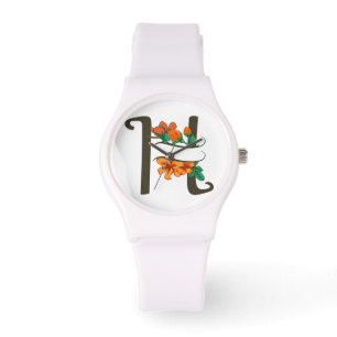 Capital brev H blommigt monogram Armbandsur