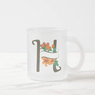 Capital brev H blommigt monogram Frostad Glasmugg