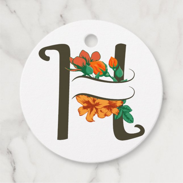 Capital brev H blommigt monogram Gåvor Etiketter (Framsida)