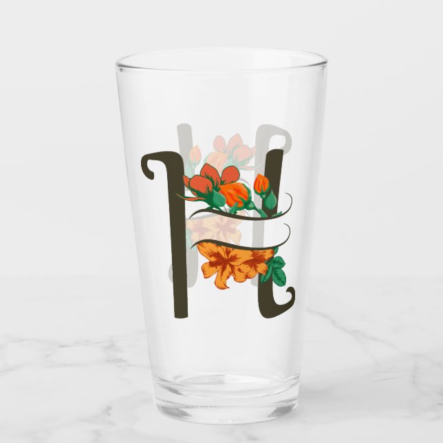 Capital brev H blommigt monogram Glaskopp (Framsida)