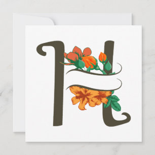 Capital brev H blommigt monogram Inbjudningar