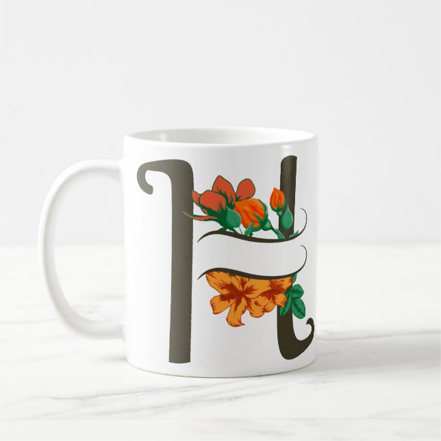 Capital brev H blommigt monogram Kaffemugg (Vänster)
