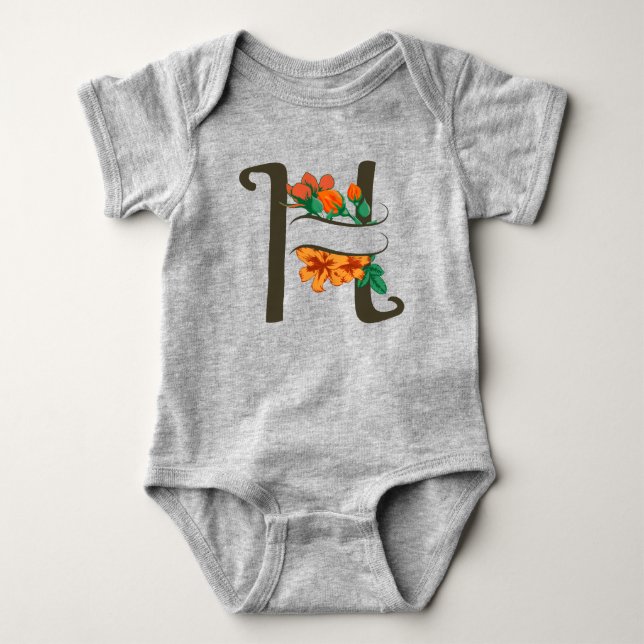 Capital brev H blommigt monogram T Shirt (Framsida)