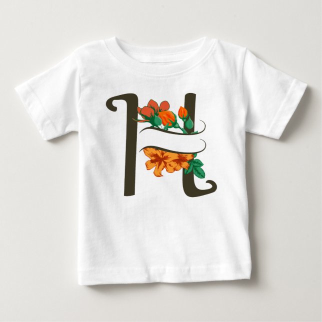 Capital brev H blommigt monogram T Shirt (Framsida)