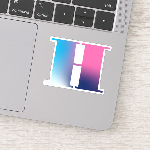 Capital Brev H Monogram Gradient Rosa Blue White Klistermärken