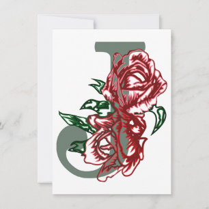 Capital brev J blommigt monogram Inbjudningar