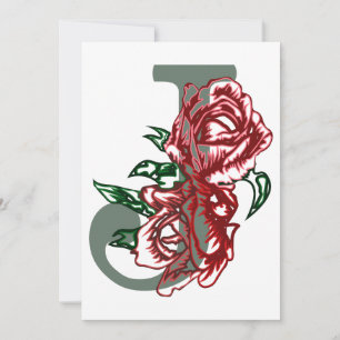 Capital brev J blommigt monogram Julkort