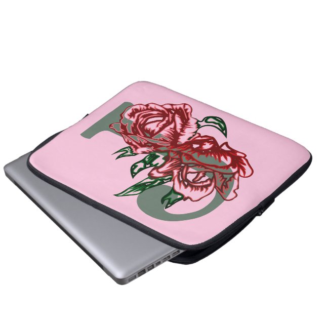 Capital brev J blommigt monogram Laptop Fodral (Framre botten)