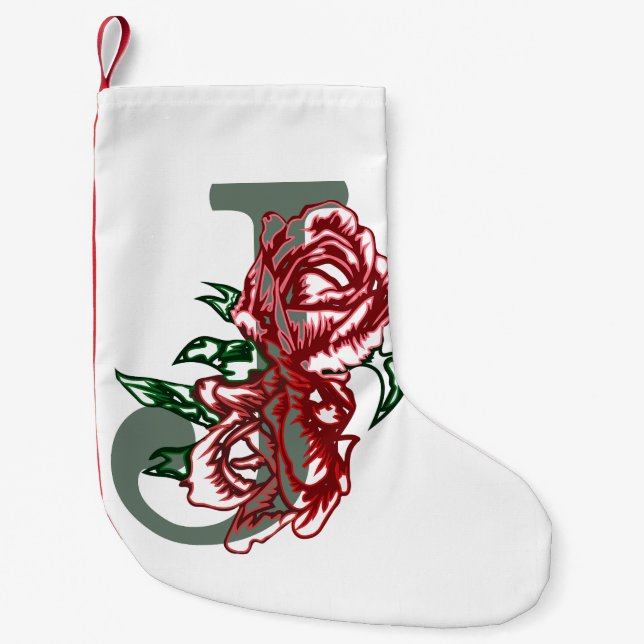 Capital brev J blommigt monogram Liten Julstrumpa (Framsidan)