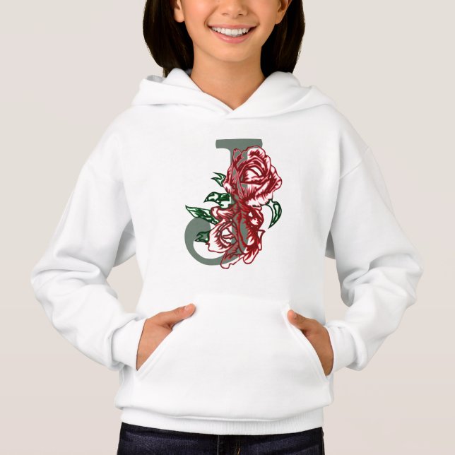 Capital brev J blommigt monogram T Shirt (Framsida)