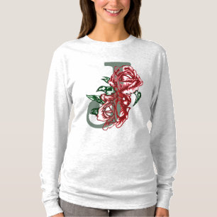 Capital brev J blommigt monogram T Shirt